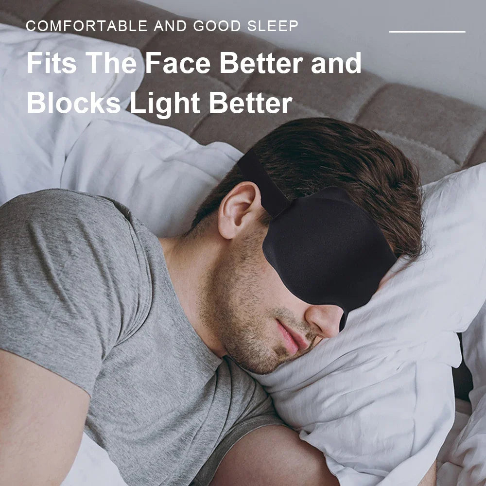 Man sleeping with the Clockout 3D sleep mask